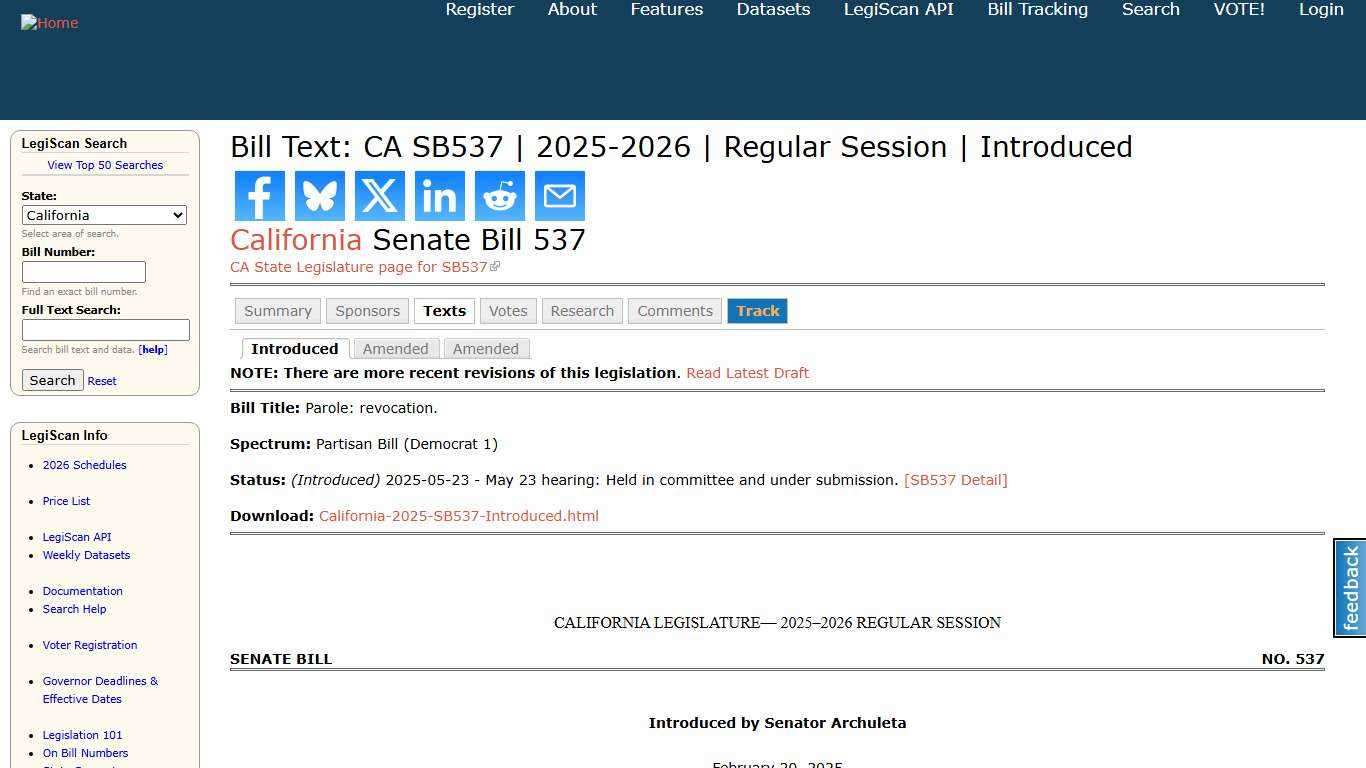 Bill Text: CA SB537 | 2025-2026 | Regular Session | Introduced | LegiScan